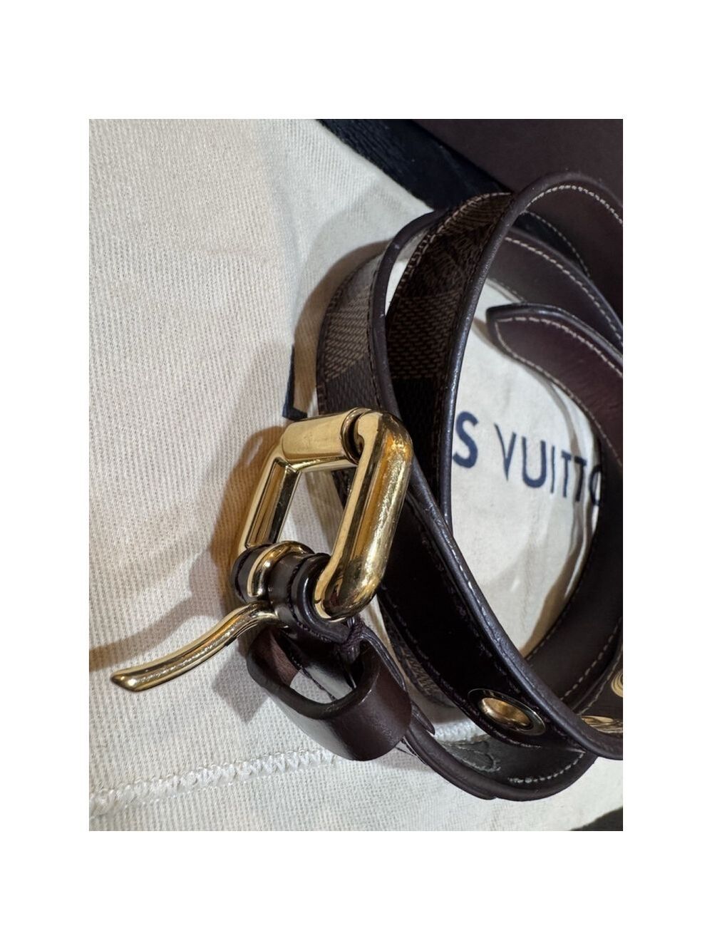 Louis Vuitton Damier Ebene Canvas Leather 25mm Buckle Belt 90/36 w COA - Picture 4 of 15